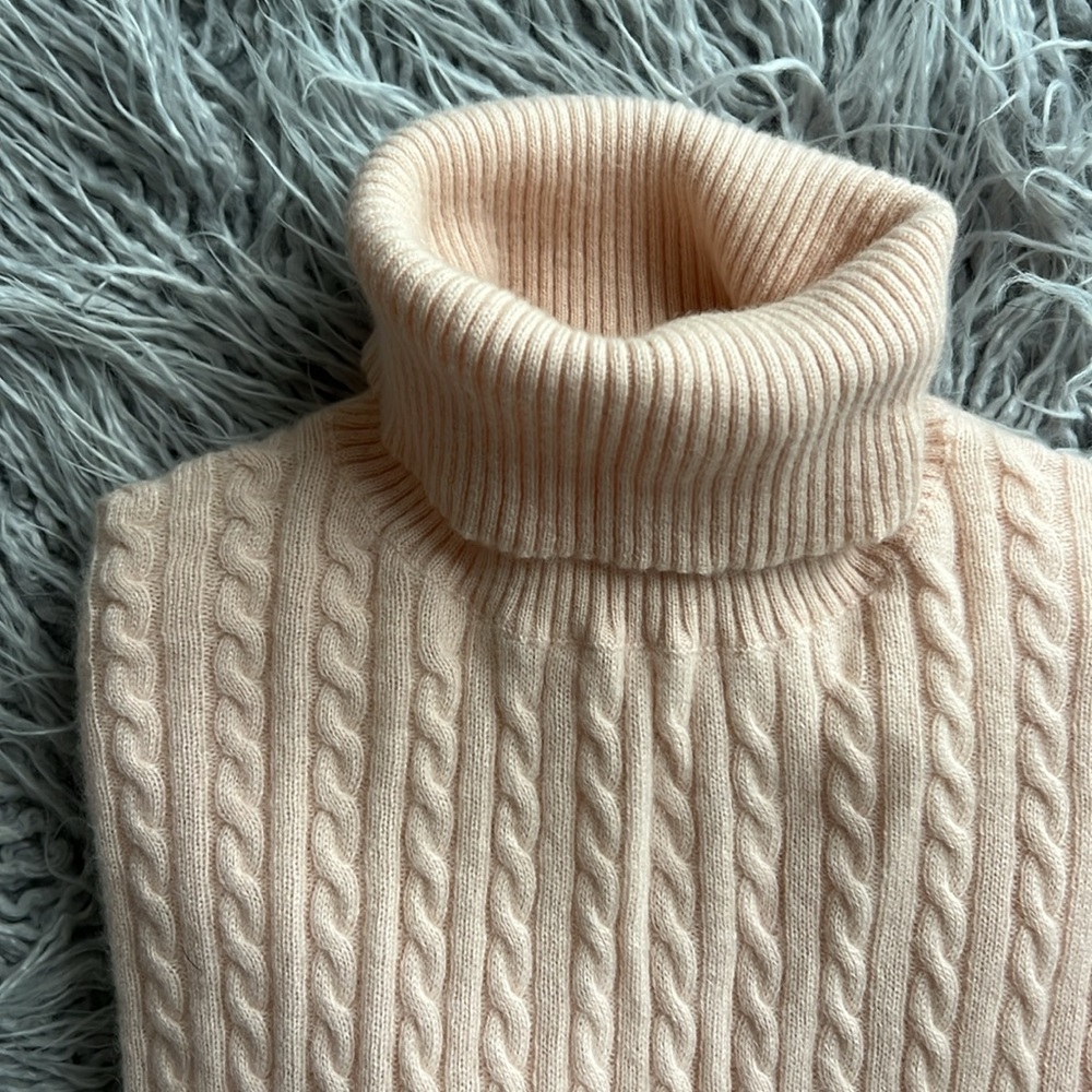 Charter Club Soft Pink Cable Knit Turtleneck Sweater M-L